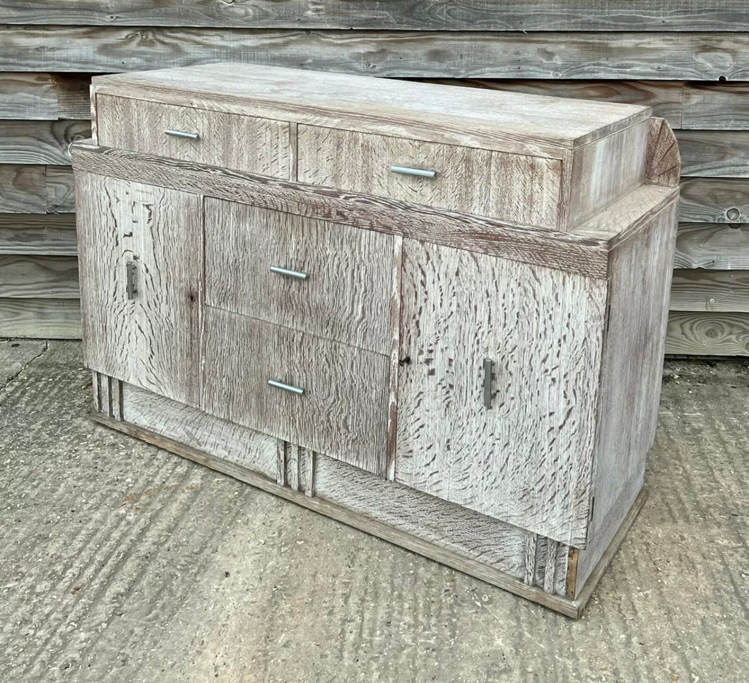 ANTIQUE 20TH CENTURY HEALS LIMED OAK SIDEBOARD, C1920