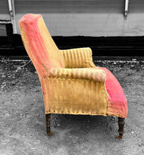 Load image into Gallery viewer, ANTIQUE 19th CENTURY FRENCH NAPOLEON III UPHOLSTERED ARMCHAIR, c1900
