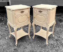 Load image into Gallery viewer, ANTIQUE 19th CENTURY FRENCH PAIR OF ORNATE PAINTED BEDSIDE TABLES, c1900
