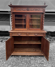 Load image into Gallery viewer, ANTIQUE 19th CENTURY FRENCH ORNATE CARVED OAK &amp; GLAZED DRESSER, c1900
