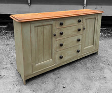 Load image into Gallery viewer, ANTIQUE 19th CENTURY ENGLISH FARMHOUSE COUNTRY PINE DRESSER BASE SIDEBOARD, c1900
