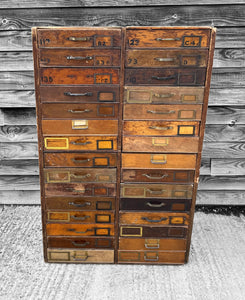 ANTIQUE 19TH CENTURY TALL RUSTIC PINE FILING CABINET WITH 30 DRAWERS, C1900