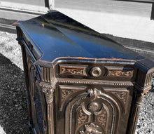 Load image into Gallery viewer, ANTIQUE 19TH CENTURY FRENCH ORNATE EBONISED OAK SIDEBOARD CUPBOARD, C1900
