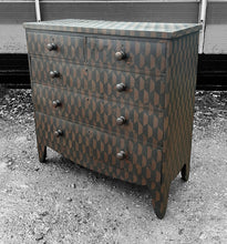 Load image into Gallery viewer, ANTIQUE 19th CENTURY ENGLISH GEOMETRIC PAINTED CHEST OF DRAWERS, c1900
