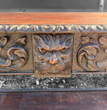 Load image into Gallery viewer, ANTIQUE 19TH CENTURY FRENCH ORNATE CARVED OAK GREEN MAN HALL TABLE, C1900
