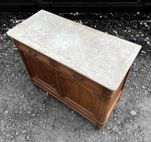 Load image into Gallery viewer, ANTIQUE 19th CENTURY FRENCH ORNATE OAK &amp; MARBLE TOPPED CUPBOARD, c1900
