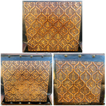 Load image into Gallery viewer, ANTIQUE 19th CENTURY SET OF 6 SPANISH OAK &amp; EMBOSSED LEATHER DINING CHAIRS, c1900
