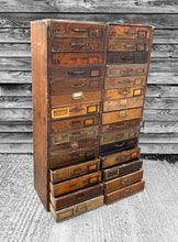 Load image into Gallery viewer, ANTIQUE 19TH CENTURY TALL RUSTIC PINE FILING CABINET WITH 30 DRAWERS, C1900
