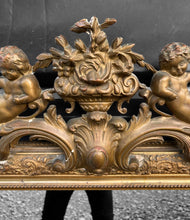 Load image into Gallery viewer, ANTIQUE 19TH CENTURY FRENCH ORNATE GILTWOOD OVERMANTLE WALL MIRROR, c1900
