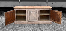 Load image into Gallery viewer, EARLY 20th CENTURY FRENCH ORNATE ORIGINAL PAINTED OAK 3 DOOR SIDEBOARD, c1930
