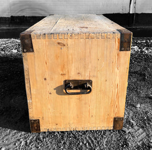 ANTIQUE 19th CENTURY PINE MILITARY CAMPAIGN CHEST OF DRAWERS, c1900