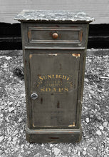 Load image into Gallery viewer, ANTIQUE 19TH CENTURY FRENCH GREY PAINTED &amp; MARBLE TOPPED SIDE TABLE, C1900
