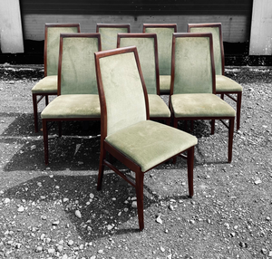 Set of 8 20th century upholstered dining chairs, c1970