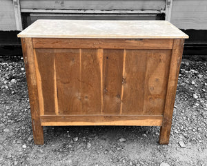 ANTIQUE 19th CENTURY FRENCH ORNATE OAK & MARBLE TOPPED CUPBOARD, c1900