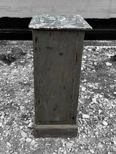 Load image into Gallery viewer, ANTIQUE 19TH CENTURY FRENCH GREY PAINTED &amp; MARBLE TOPPED SIDE TABLE, C1900
