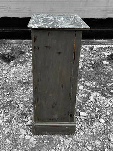 ANTIQUE 19TH CENTURY FRENCH GREY PAINTED & MARBLE TOPPED SIDE TABLE, C1900