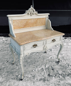 ANTIQUE 20th CENTURY FRENCH ORNATE PAINTED & MARBLE TOPPED WASH STAND, c1920