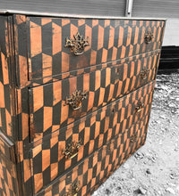 Load image into Gallery viewer, ANTIQUE 19TH CENTURY FRENCH HAND PAINTED GEOMETRIC CHEST OF DRAWERS, C1900
