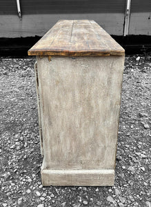 EARLY 20th CENTURY FRENCH ORNATE ORIGINAL PAINTED OAK 3 DOOR SIDEBOARD, c1930