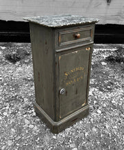 Load image into Gallery viewer, ANTIQUE 19TH CENTURY FRENCH GREY PAINTED &amp; MARBLE TOPPED SIDE TABLE, C1900
