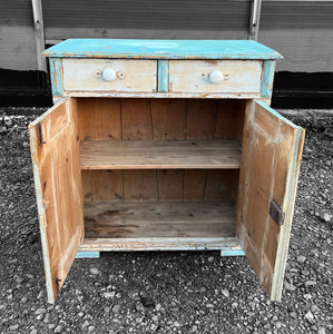 ANTIQUE 19TH CENTURY FRENCH ORIGINAL PAINTED CUPBOARD, c1900