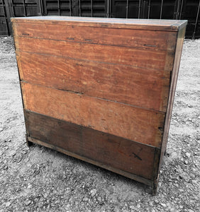 ANTIQUE 19th CENTURY ENGLISH FLAMED MAHOGANY & INLAID CHEST OF DRAWERS, c1900