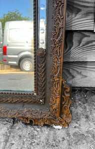 ANTIQUE 19TH CENTURY FRENCH ORNATE GILTWOOD OVERMANTLE WALL MIRROR, C1900