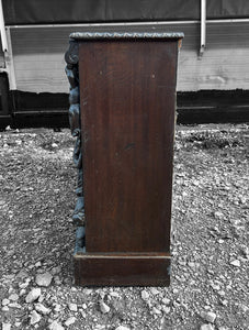 LARGE ANTIQUE 19TH CENTURY FRENCH EBONISED ORNATE CARVED OAK OPEN BOOKCASE, C1880