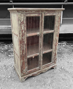 20TH CENTURY INDIAN PAINTED TEAK KITCHEN CABINET / CUPBOARD