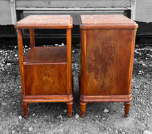 Load image into Gallery viewer, ANTIQUE 19TH CENTURY FRENCH PAIR OF MAHOGANY ORMOLU MOUNTED &amp; MARBLE TOPPED BEDSIDE TABLES, c1900
