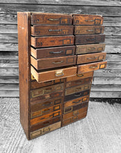 Load image into Gallery viewer, ANTIQUE 19TH CENTURY TALL RUSTIC PINE FILING CABINET WITH 30 DRAWERS, C1900
