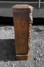 Load image into Gallery viewer, ANTIQUE 19TH CENTURY FRENCH ORNATE CARVED OAK GREEN MAN OPEN BOOKCASE, C1900
