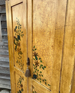 ANTIQUE 20th CENTURY FRENCH ORNATE ORIGINAL PAINTED WARDROBE / CUPBOARD, c1920