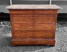 Load image into Gallery viewer, ANTIQUE 19TH CENTURY FRENCH  FLAMED MAHOGANY &amp; MARBLE TOPPED COMMODE, c1900
