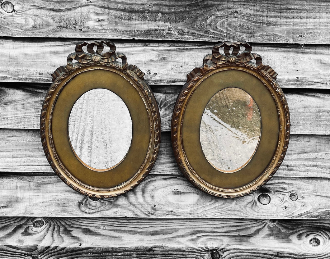ANTIQUE 20th CENTURY FRENCH PAIR OF GILT GESSO WALL MIRRORS, c1920