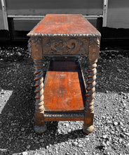 Load image into Gallery viewer, ANTIQUE 19TH CENTURY FRENCH ORNATE CARVED OAK GREEN MAN HALL TABLE, C1900
