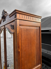 Load image into Gallery viewer, ANTIQUE 19TH CENTURY FRENCH ORNATE OAK DOUBLE WARDROBE ARMOIRE, C1900
