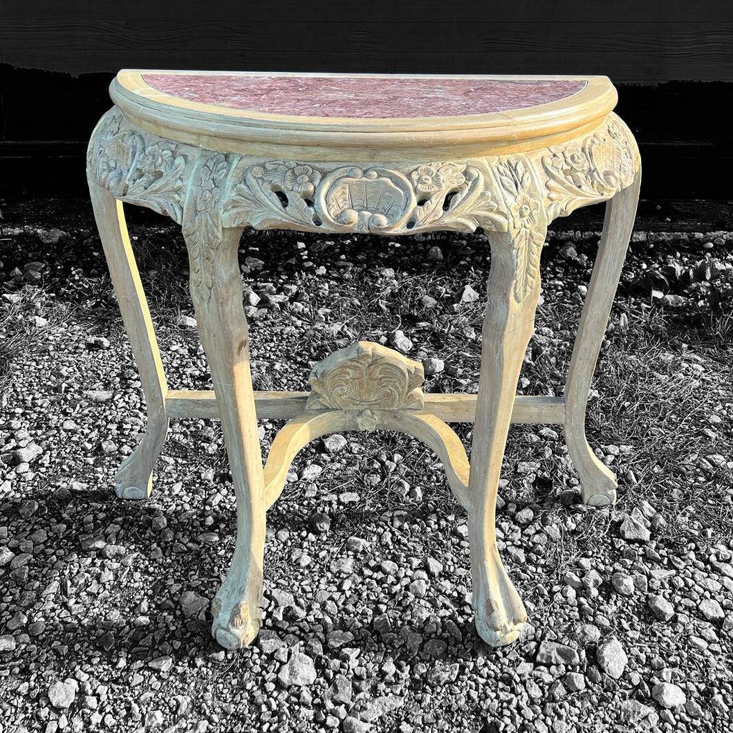 20TH CENTURY FRENCH ORNATE MARBLE TOPPED CONSOLE TABLE, C1940