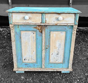 ANTIQUE 19TH CENTURY FRENCH ORIGINAL PAINTED CUPBOARD, c1900