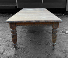 Load image into Gallery viewer, LARGE ANTIQUE 19th CENTURY ENGLISH CARVED OAK EXTENDING DINING TABLE, c1900
