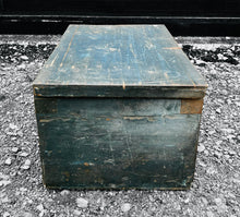 Load image into Gallery viewer, ANTIQUE 19TH CENTURY FRENCH PINE ORIGINAL BLUE PAINTED BLANKET BOX, C1900
