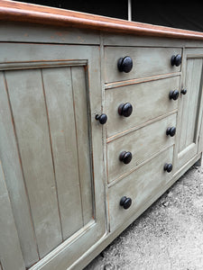 ANTIQUE 19th CENTURY ENGLISH FARMHOUSE COUNTRY PINE DRESSER BASE SIDEBOARD, c1900