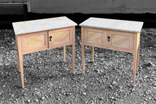 Load image into Gallery viewer, ANTIQUE 20TH CENTURY FRENCH PAIR OF CONTEMPORARY MARBLE TOPPED BEDSIDE TABLES, c1920
