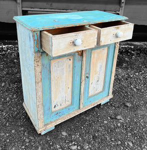 ANTIQUE 19TH CENTURY FRENCH ORIGINAL PAINTED CUPBOARD, c1900