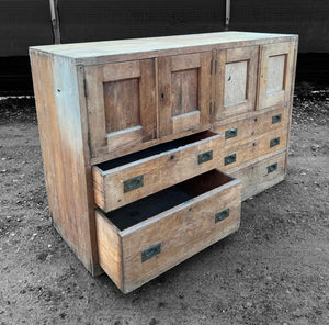 ANTIQUE 19th CENTURY ENGLISH PINE CHEMISTS CUPBOARD, c1900