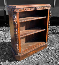 Load image into Gallery viewer, ANTIQUE 19TH CENTURY FRENCH ORNATE CARVED OAK GREEN MAN OPEN BOOKCASE, C1900
