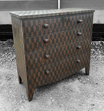 Load image into Gallery viewer, ANTIQUE 19th CENTURY ENGLISH GEOMETRIC PAINTED CHEST OF DRAWERS, c1900
