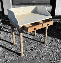 Load image into Gallery viewer, ANTIQUE 19TH CENTURY FRENCH ORNATE BLEACHED OAK &amp; MARBLE TOPPED WASHSTAND, C1900
