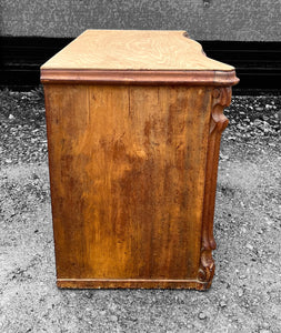 ANTIQUE 19th CENTURY FRENCH ORNATE BURR WALNUT CHEST OF DRAWERS, c1900