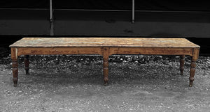 LARGE ANTIQUE 19TH CENTURY ENGLISH FARMHOUSE DINING TABLE, c1900